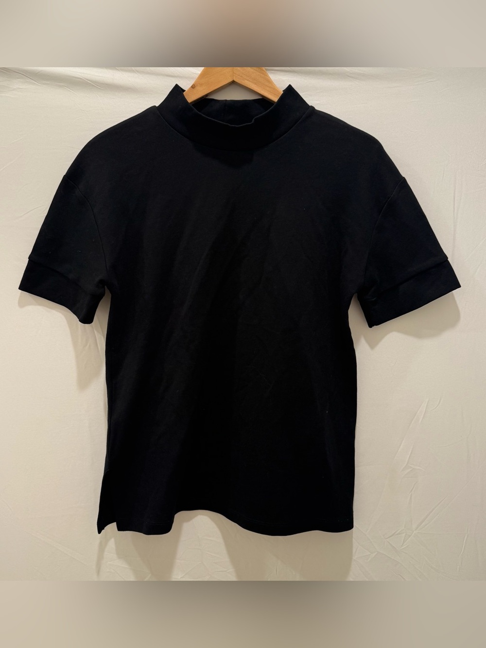 Zara Black Mock Neck Short Sleeve Women's Top
